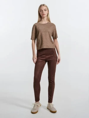 Sinsay - Legginsy z imitacji zamszu - brązowy