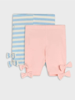Sinsay - Legginsy z ozdobnymi kokardkami 2 pack - kremowy