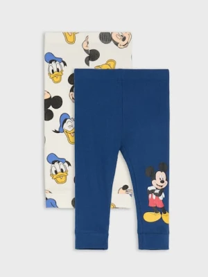 Sinsay - Legginsy z prążkowanej dzianiny 2 pack Mickey Mouse - granatowy