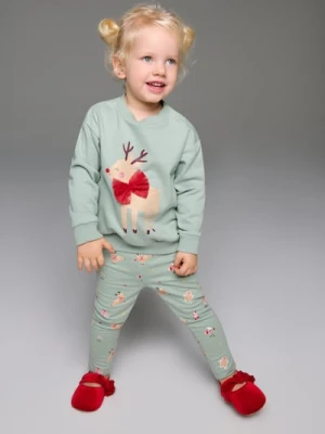 Sinsay - Legginsy ze świątecznym wzorem - zielony