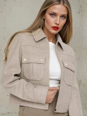 Sinsay - Lekka kurtka z kołnierzykiem - beżowy