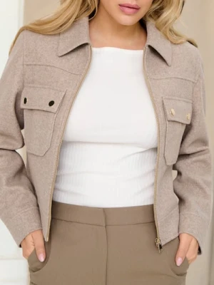 Sinsay - Lekka kurtka z kołnierzykiem - beżowy