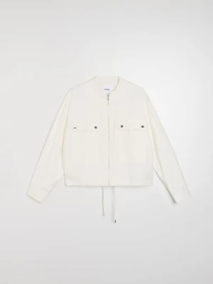 Sinsay - Lekka wiskozowa kurtka bomber z twillowym wykończeniem - biały