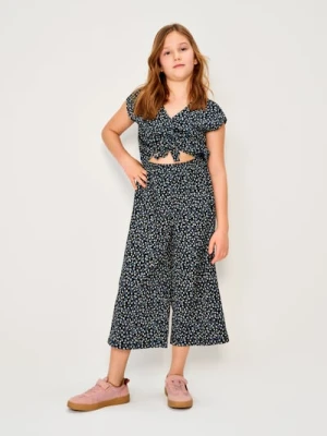 Sinsay - Letni kombinezon wide leg w kwiatki - czarny