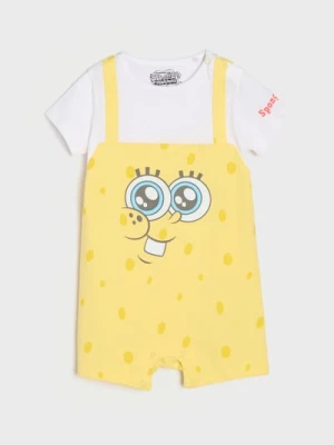 Sinsay - Letni kombinezon z nadrukiem SpongeBob SquarePants - kremowy