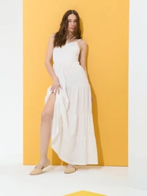 Sinsay - Letnia sukienka maxi - kremowy