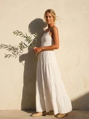 Sinsay - Letnia sukienka maxi - kremowy