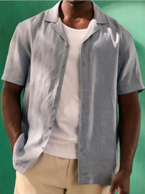 Sinsay - Lniana koszula - niebieski