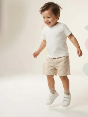 Sinsay - Lniane szorty z elastycznym pasem i melanżowym wzorem - beżowy