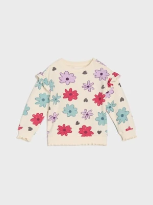 Sinsay - Luźna bluza z ozdobnymi falbanami - kremowy