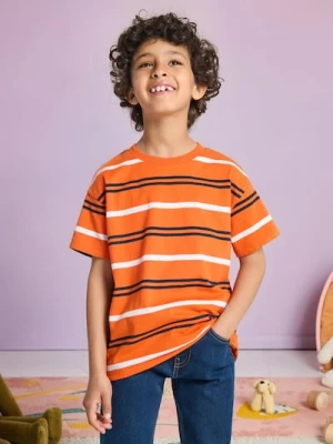 Sinsay - Luźna koszulka w paski - pomarańczowy