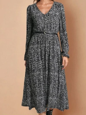 Sinsay - Luźna sukienka z paskiem - wielobarwny