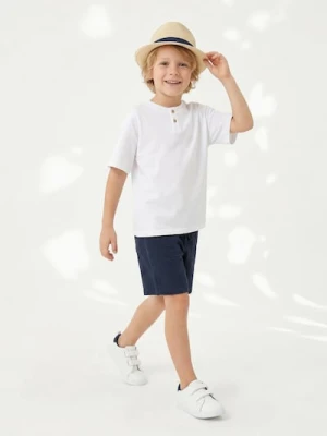 Sinsay - Luźne muślinowe szorty z kieszeniami - granatowy