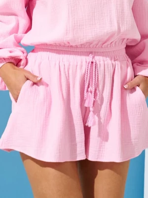 Sinsay - Luźne szorty z wiązaniem - różowy