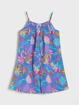 Sinsay - Luźny kombinezon w roślinny wzór na ramiączkach - wielobarwny