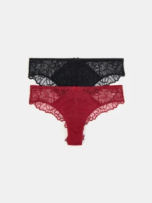 Sinsay - Majtki brazilian z koronką 2 pack - wielobarwny