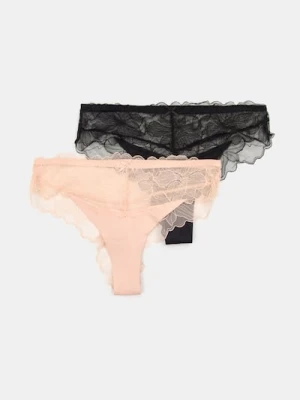 Sinsay - Majtki brazilian z koronką 2 pack - wielobarwny