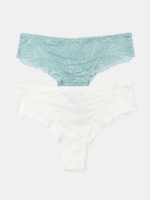Sinsay - Majtki brazilian z koronką 2 pack - wielobarwny