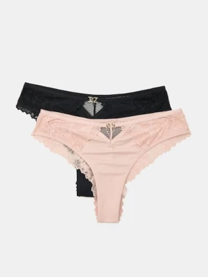 Sinsay - Majtki brazilian z koronką 2 pack - wielobarwny