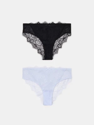 Sinsay - Majtki brazilian z koronką 2 pack - wielobarwny