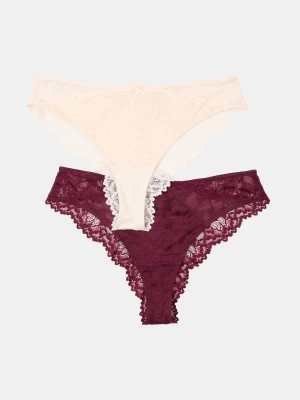 Sinsay - Majtki brazilian z koronką 2 pack - wielobarwny