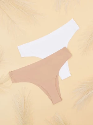 Sinsay - Majtki brazyliany 2 pack - kremowy