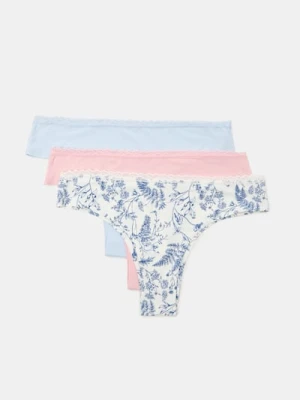 Sinsay - Majtki brazyliany z koronką 3 pack - wielobarwny