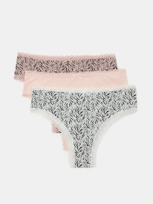 Sinsay - Majtki brazyliany z koronką 3 pack - wielobarwny