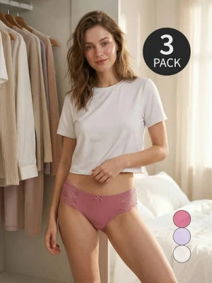 Sinsay - Majtki brazyliany z koronką 3 pack - wielobarwny
