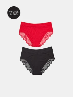 Sinsay - Majtki ciążowe hipster high z wiskozy 2 pack - czerwony