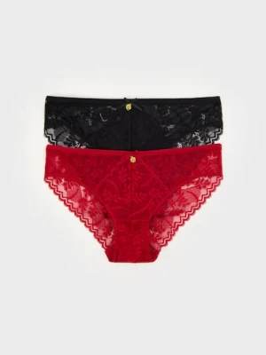 Sinsay - Majtki figi z koronką 2 pack - czarny