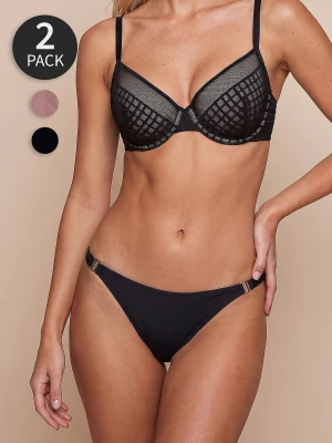 Sinsay - Majtki figi z koronką 2 pack - wielobarwny