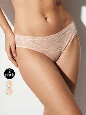 Sinsay - Majtki figi z ozdobną koronką 2 pack - kremowy