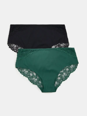 Sinsay - Majtki hipster z koronką 2 pack - wielobarwny