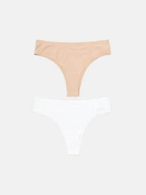 Sinsay - Majtki stringi 2 pack - kremowy