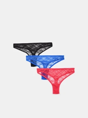 Sinsay - Majtki stringi 3 pack - wielobarwny