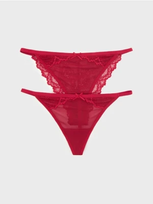 Sinsay - Majtki z koronką 2 pack - czerwony