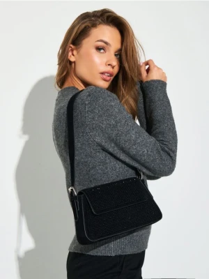 Sinsay - Mała torebka na ramię z błyszczącymi dżetami - czarny