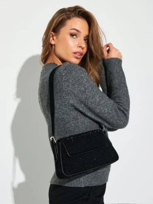 Sinsay - Mała torebka na ramię z błyszczącymi dżetami - czarny