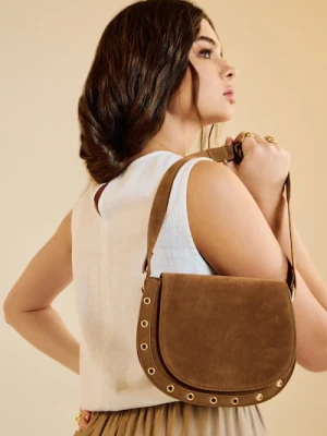 Sinsay - Mała torebka z imitacji zamszu - brązowy