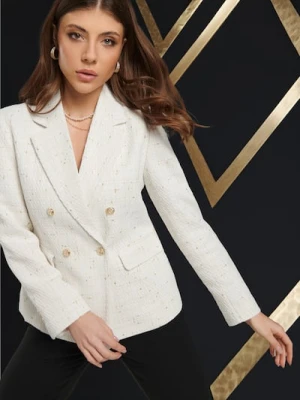 Sinsay - Marynarka dwurzędowa - kremowy