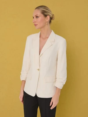 Sinsay - Marynarka z domieszką lnu - kremowy