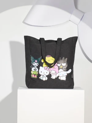 Sinsay - Materiałowa torba shopper Hello Kitty and Friends - czarny