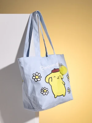 Sinsay - Materiałowa torba shopper z brelokiem i nadrukiem PomPomPurin - błękitny