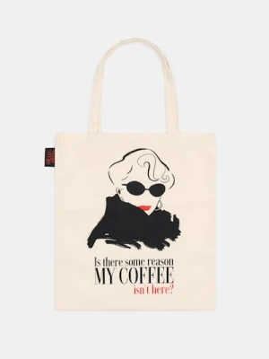 Sinsay - Materiałowa torba shopper z nadrukiem Diabeł ubiera się u Prady - kremowy