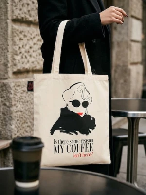 Sinsay - Materiałowa torba shopper z nadrukiem The Devil Wears Prada - kremowy