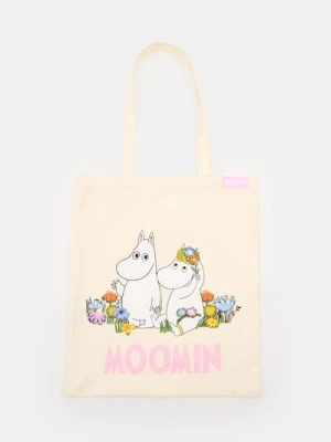 Sinsay - Materiałowa torba shopper z nadrukiem Moomins - kremowy