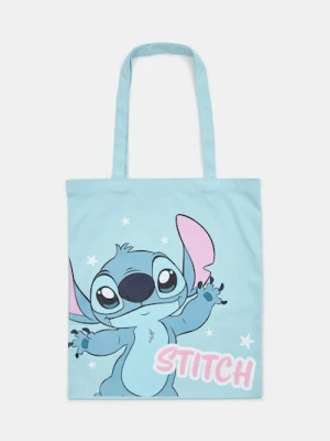 Sinsay - Materiałowa torba shopper z nadrukiem Stitch - zielony