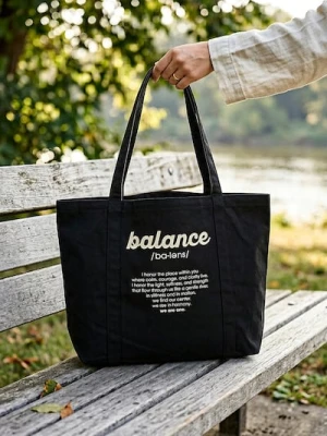 Sinsay - Materiałowa torba shopper z napisem - czarny