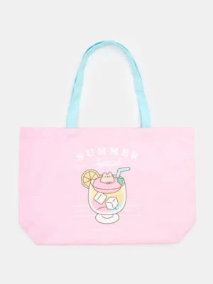 Sinsay - Materiałowa torba tote z nadrukiem Pusheen The Cat - różowy